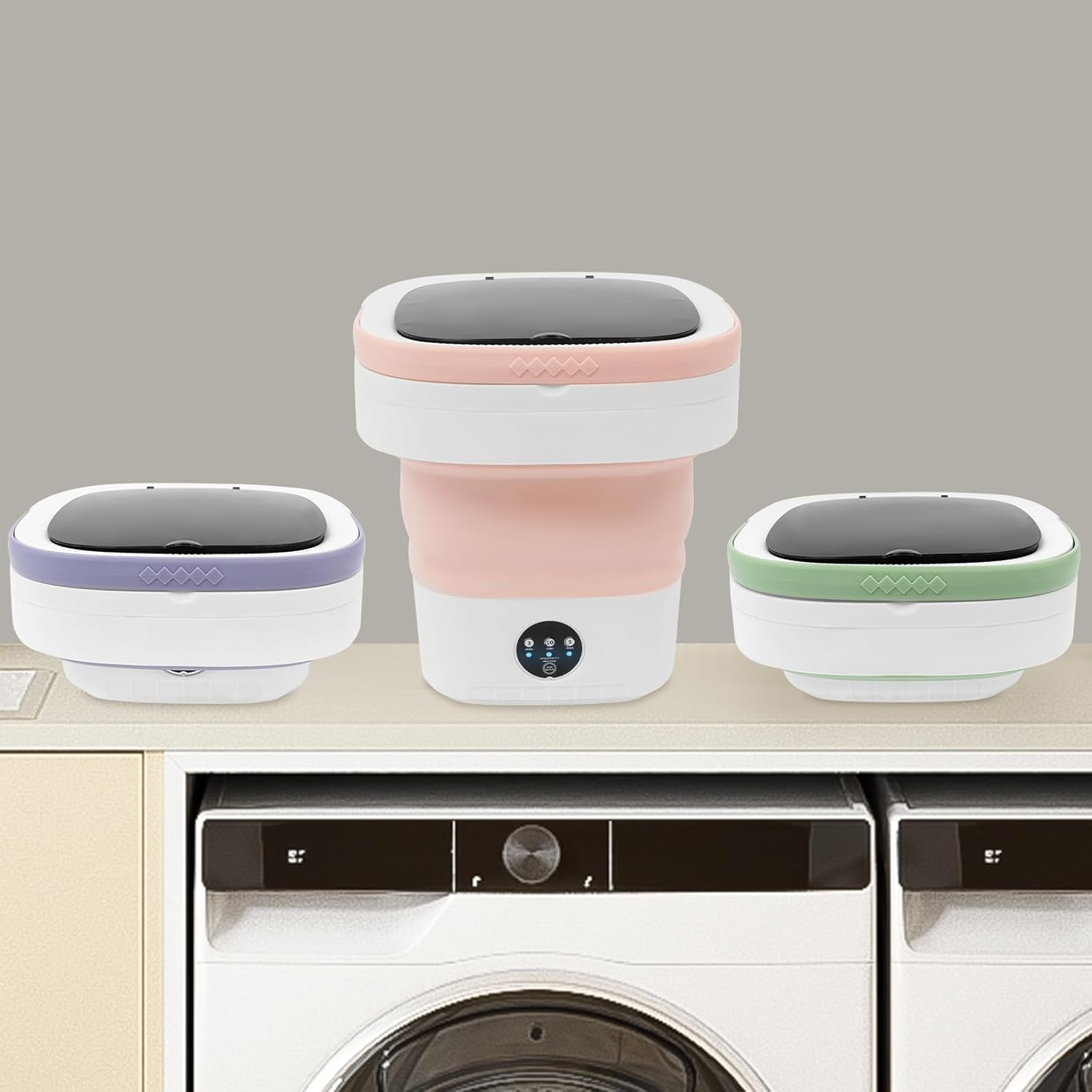 Portable Washing Machine 12l,Mini Washer,Large Capacity Folding,Simulated Handwashing Wheel Design/Blue Light Function For Deep Cleaning Of Underwear & Baby Clothing. (Green)