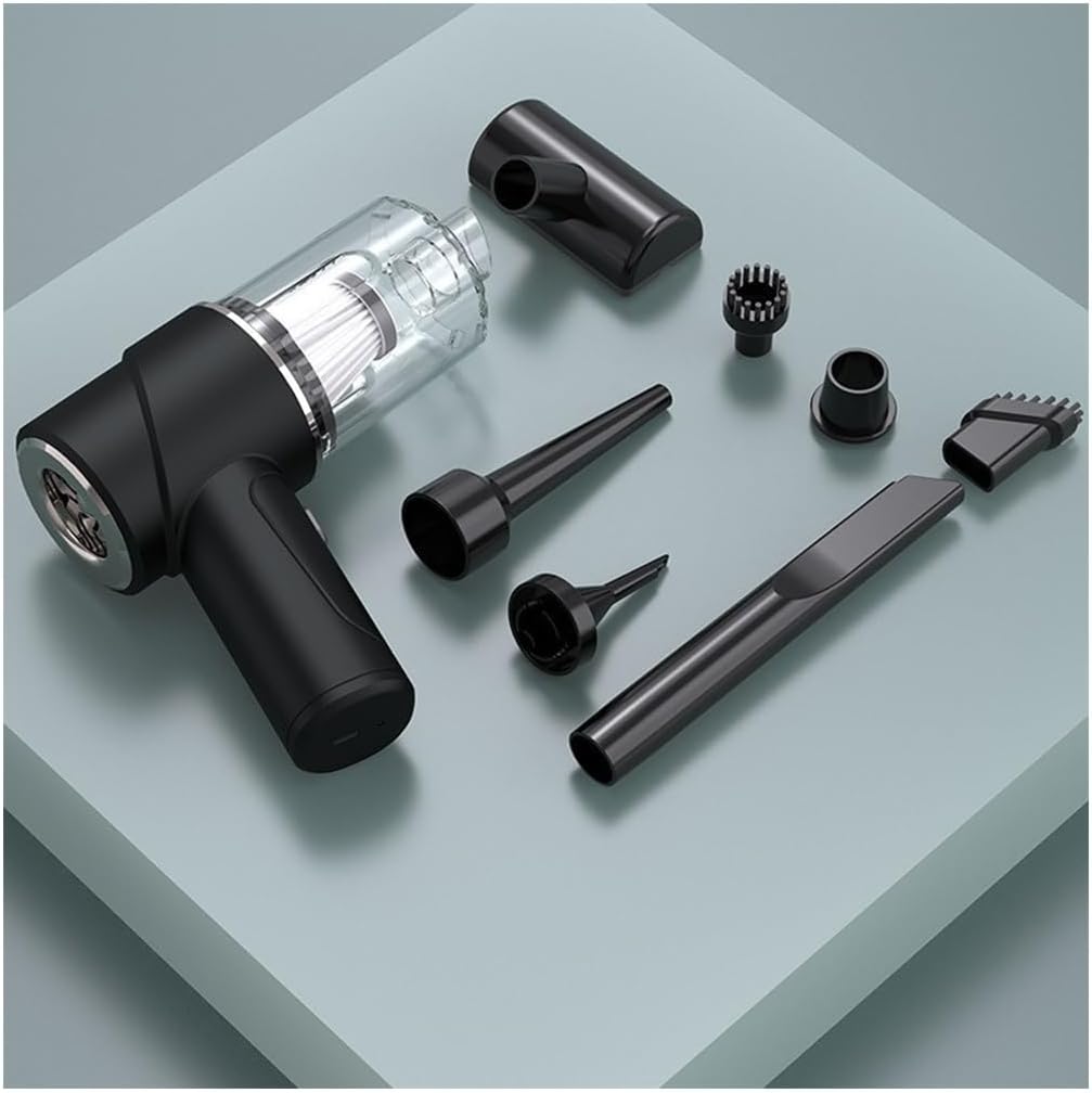KITCISSL Portable Hand Held Car Vacuum Handheld Vacuum Cordless, Hand Vacuum Cordless Multifunctional Vacuum Cleaners for Home, Car Vacuum Cleaner High Power for Pet Hair, Type-C (Color : Black)