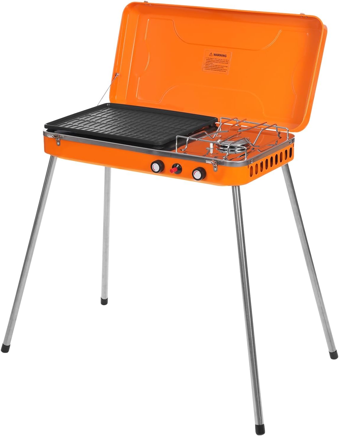 Portable Gas BBQ Grill, Camping Stove, Tabletop BBQ Grill Propane, Outdoor Grill Stove, 5860BTU Cold-rolled Steel Barbecue Cooker for Camping & Tailgating