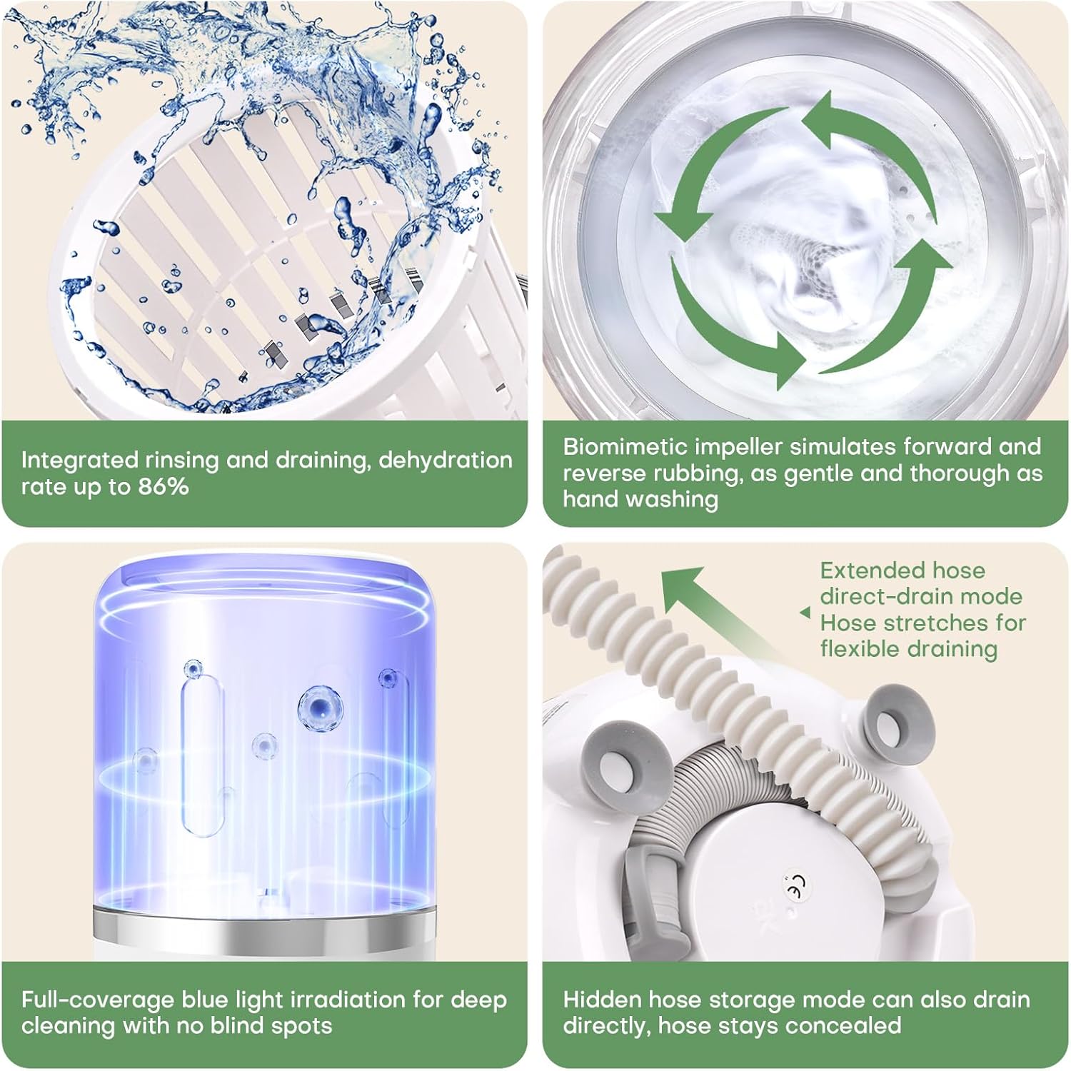 Roliwils Underwear Washing Machine | Automatic Mini Washing Machine, Portable spin dry | For underwear, socks, baby clothes | mini washing machine for travel, dorm, RV | Saves water and time