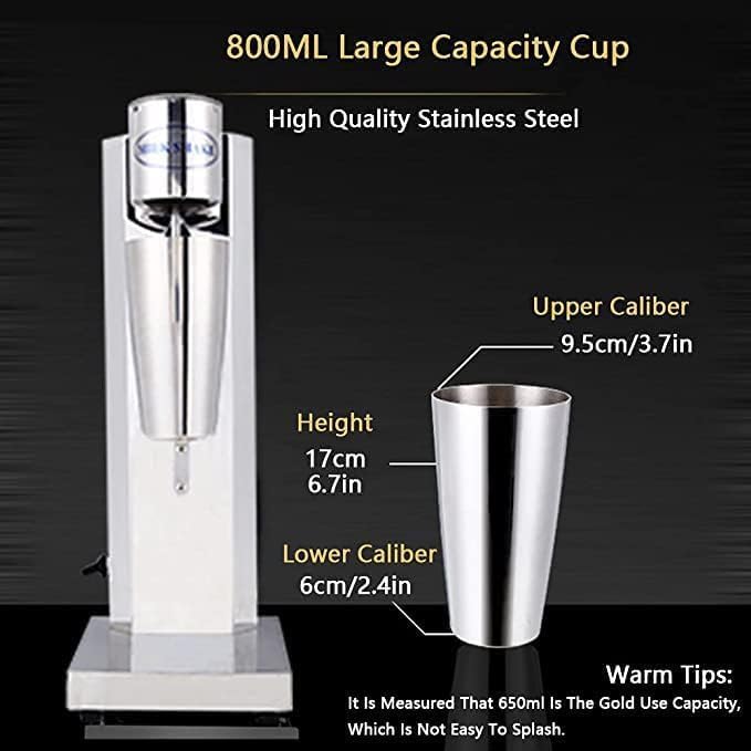 180W Commercial Milkshake Machine, 18000rpm Electric Drink Mixer, with 2 Speed Adjustable and 800ML Cup, for Smoothie Milk Ice Cream Blender(Single Head)
