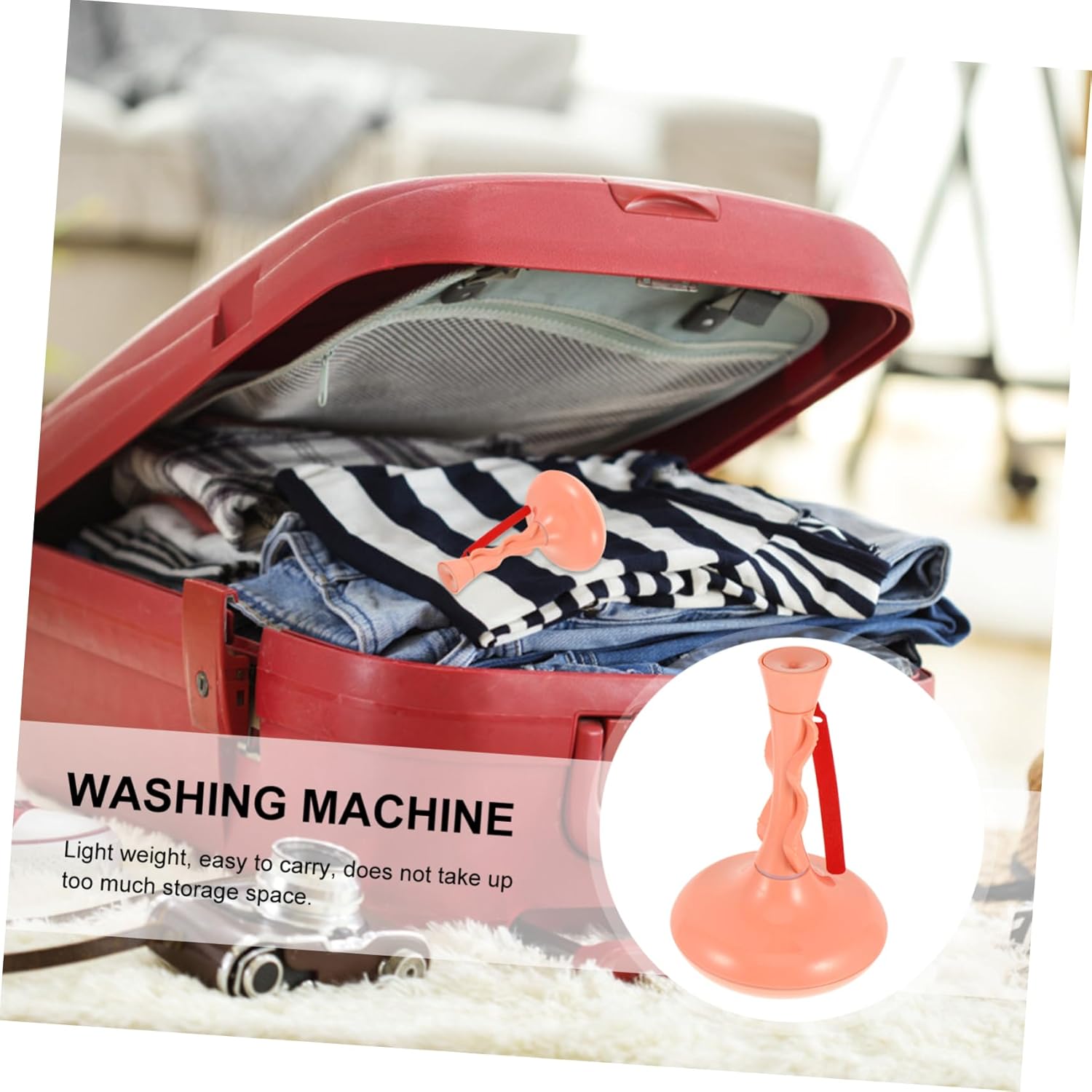 Gadpiparty 360degree Portable Washing Machine Lightweight Travel Washer with Rotation Efficient Cleaning Tool for Clothes and Underwear for Apartments and Camping