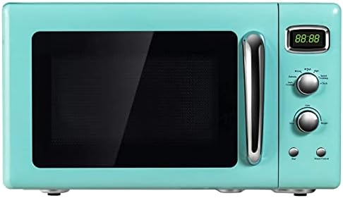 ARLIME Retro Microwave Oven, 900W/0.9Cu.Ft, Small Countertop Microwave w/Defrost & Auto Cooking, LED Display, Pull Handle, Easy Clean Stainless Steel Interior, Child Lock, ETL Certification
