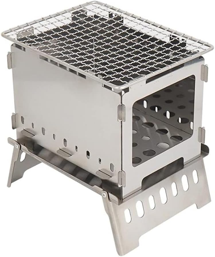 Fire Pit Outdoor Folding Card Furnace Portable Charcoal Stove Camping Barbecue Rack Windproof Multipurpose