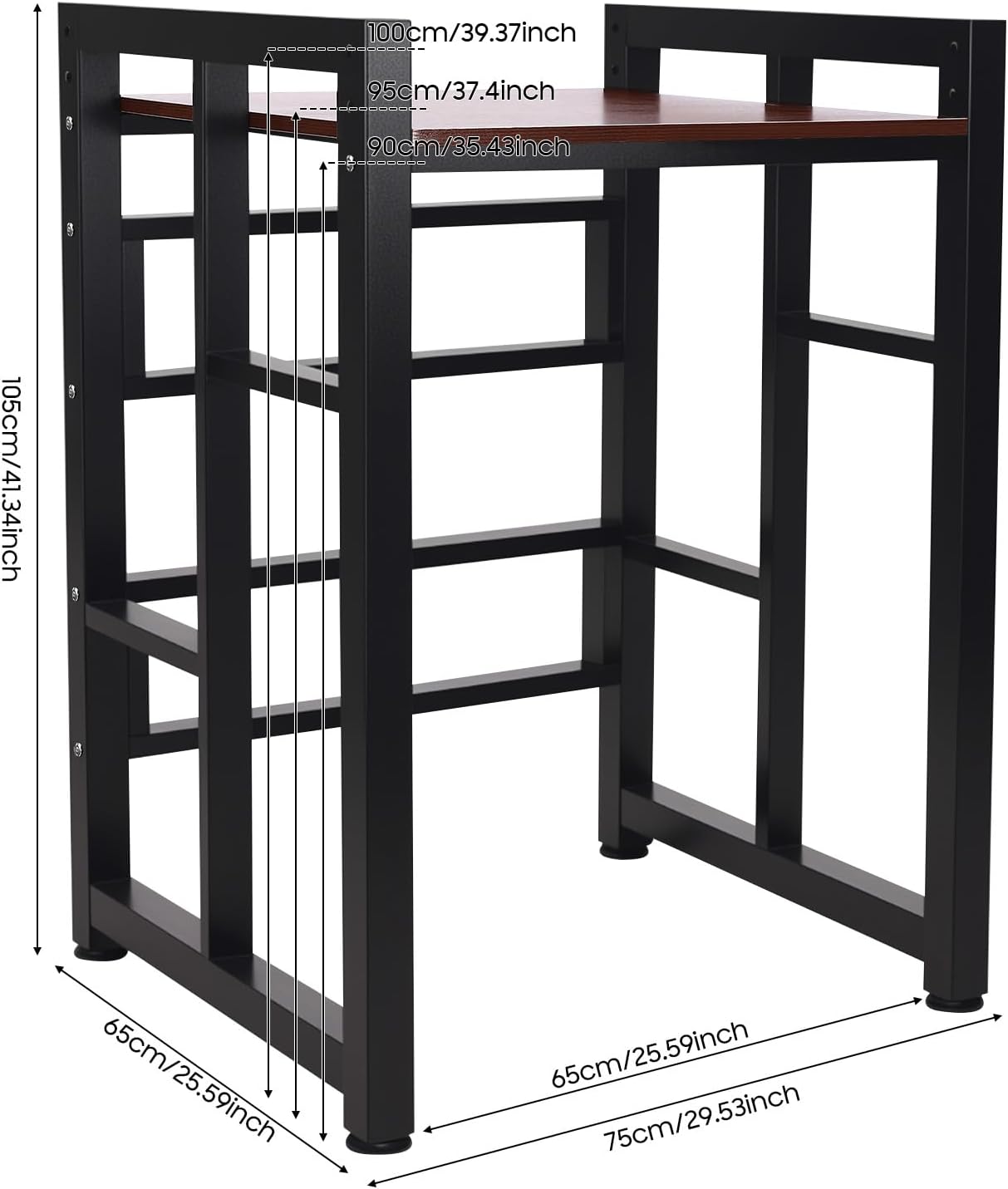 Heavy Duty Washer Dryer Stand & Appliance Storage Rack, 418Lb Capacity Adjustable Height, Steel Solid Wood Laundry Shelf for Home Utility Room, Black/Teak