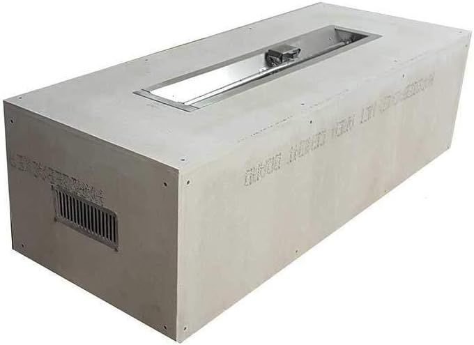 HPC Fire Rectangular Unfinished Gas Fire Pit Enclosure with FPPK Insert (U60X24-36FPPKCEK-LP), 36-Inch Trough Pan, Propane, 60x24-Inch
