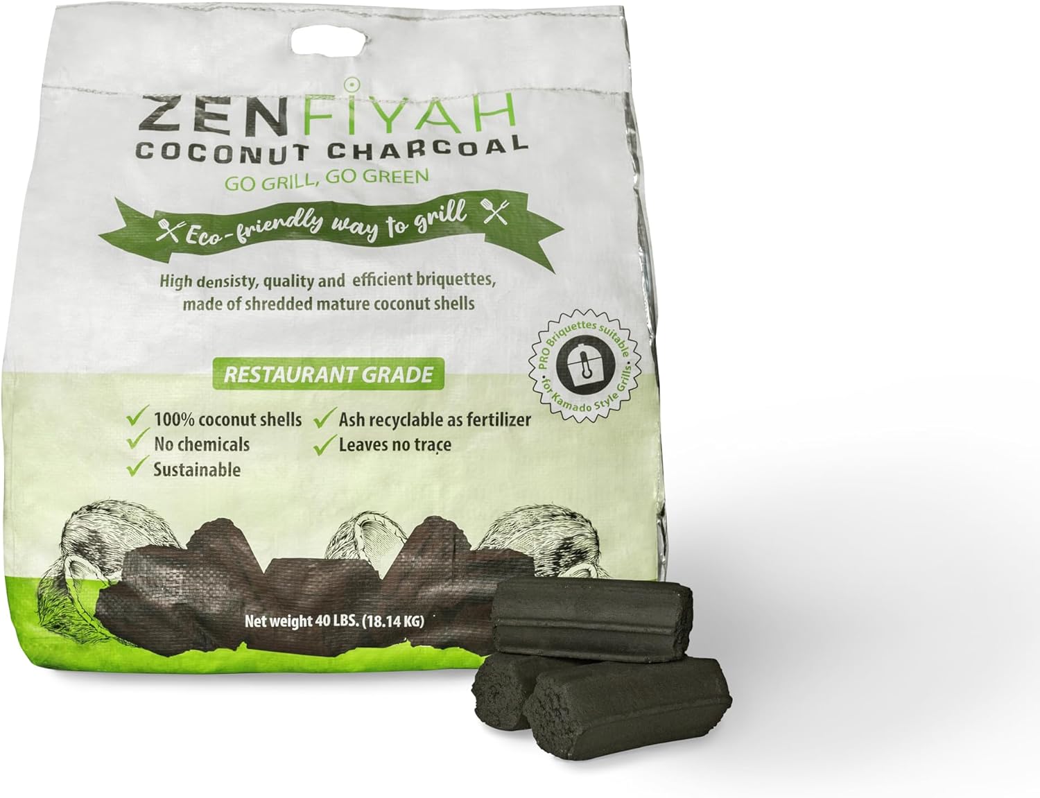 Premium Coconut Charcoal Briquettes – Long-Lasting Heat for Caja China Pig Roasting Box – Low Smoke, Eco-Friendly – 40 lb Bag