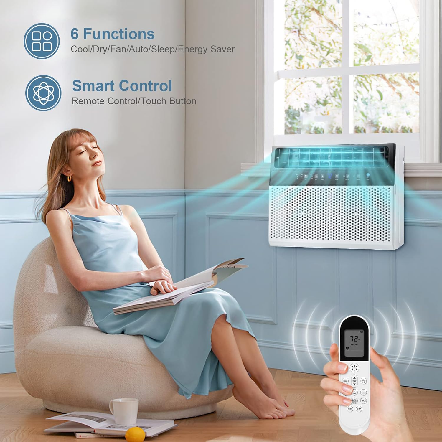 Antarctic Star 12,000 BTU Window Air Conditioners Cools up to 550 Sq. Ft, U-Shaped Air Condtioner Window Unit with 6 Modes 24H Timer, Energy-saving Window AC Units, Easy to Install, White