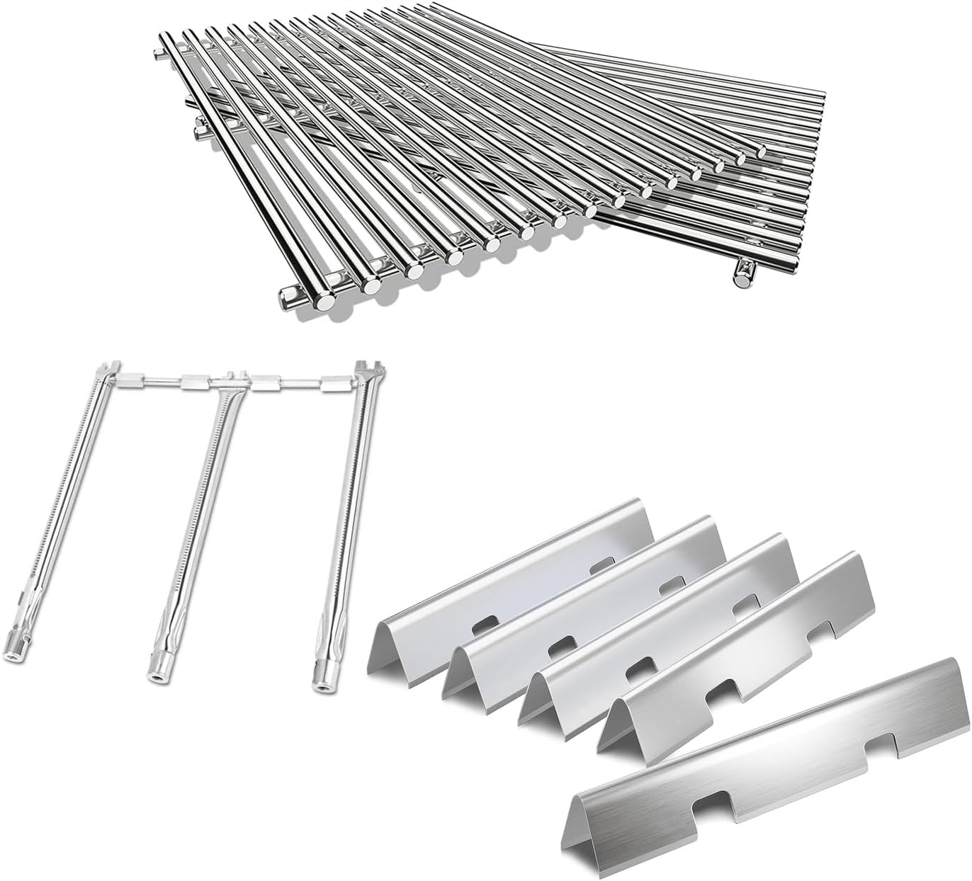 QuliMetal SUS304 9MM Cooking Grates, Grill Burner and Flavorizer Bars for Weber Spirit 300 and GS4 Spirit II 300 Series