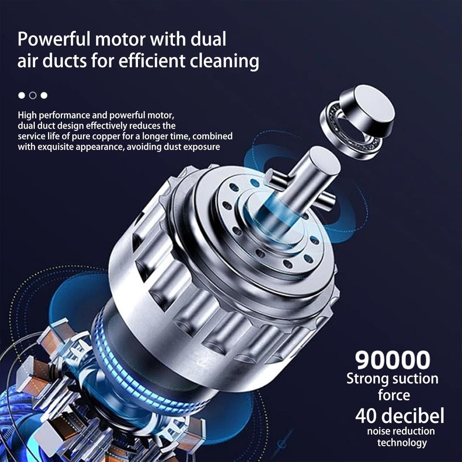 Car Vacuum Cleaner 3000PA High Power Portable Wet Dry Vacuum Cleaner for Home Office - Low Noise Handheld Vacuum Cleaner with Multi-Nozzles