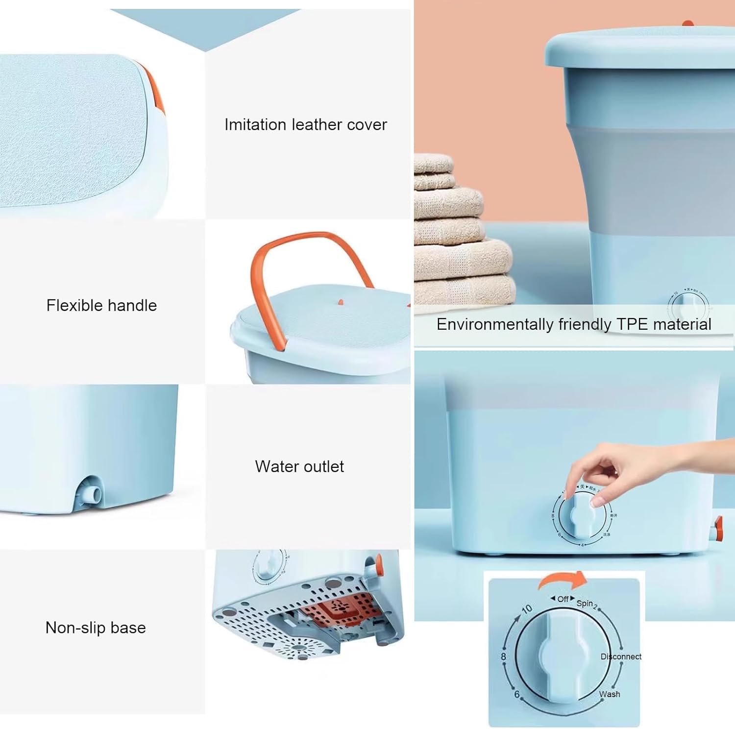 Portable Washing Machine, Upgraded 18L Mini Folding Washer, Small Collapsible Washing Machine with Drain Basket and Drain Pipe, for Underwear,Baby Clothes,Socks or Other Small Items(Pink)