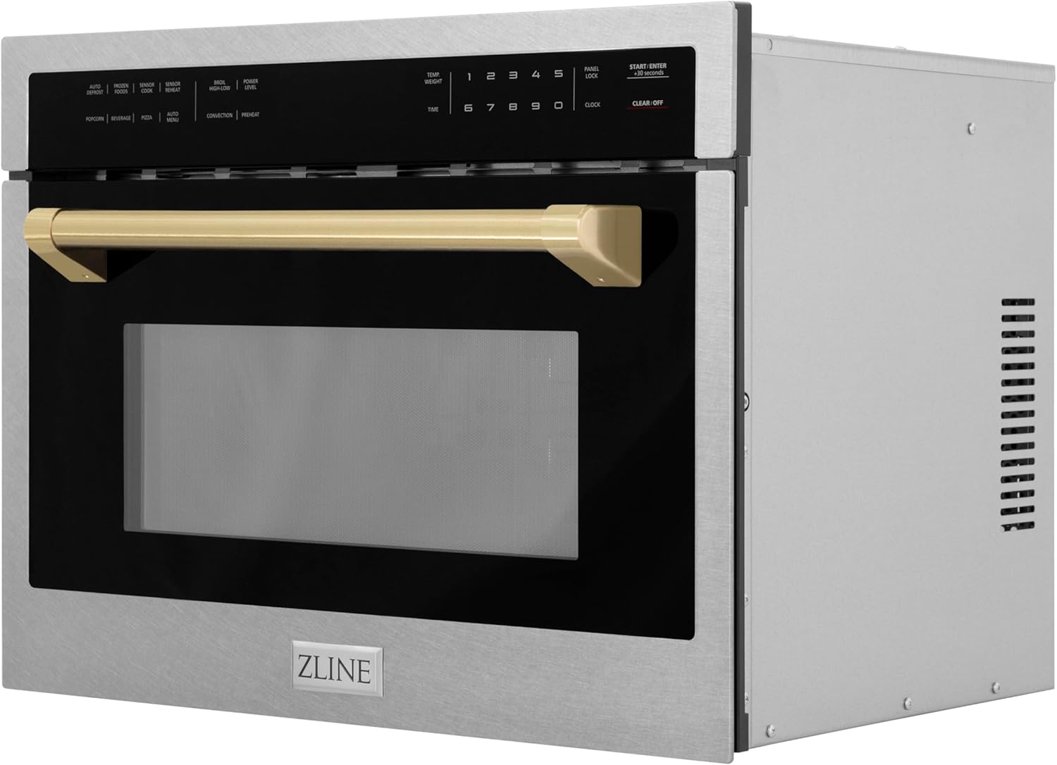 ZLINE Autograph Edition 24 in. 1.6 cu ft. Built-in Convection Microwave Oven in Satin Stainless Steel with Champagne Bronze Accents (MWOZ-24-SS-CB)