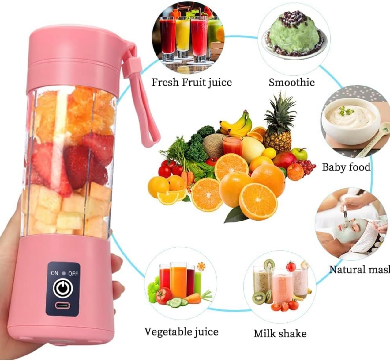portable blender electric rechargable (pink)
