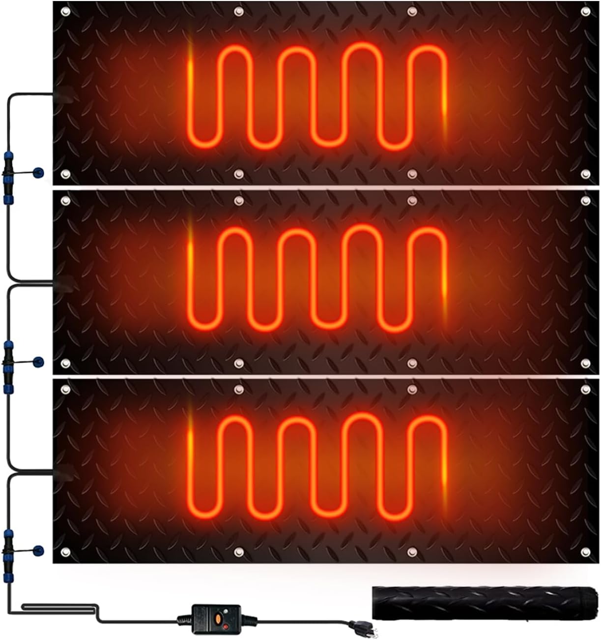 Heated Snow Melting Mats for Walkways 1/2/3/4/5 pcs Residential Heated Outdoor Mats for Stairs- w/Power Cord,Slip-Proof Design,Winter Outdoor Snow