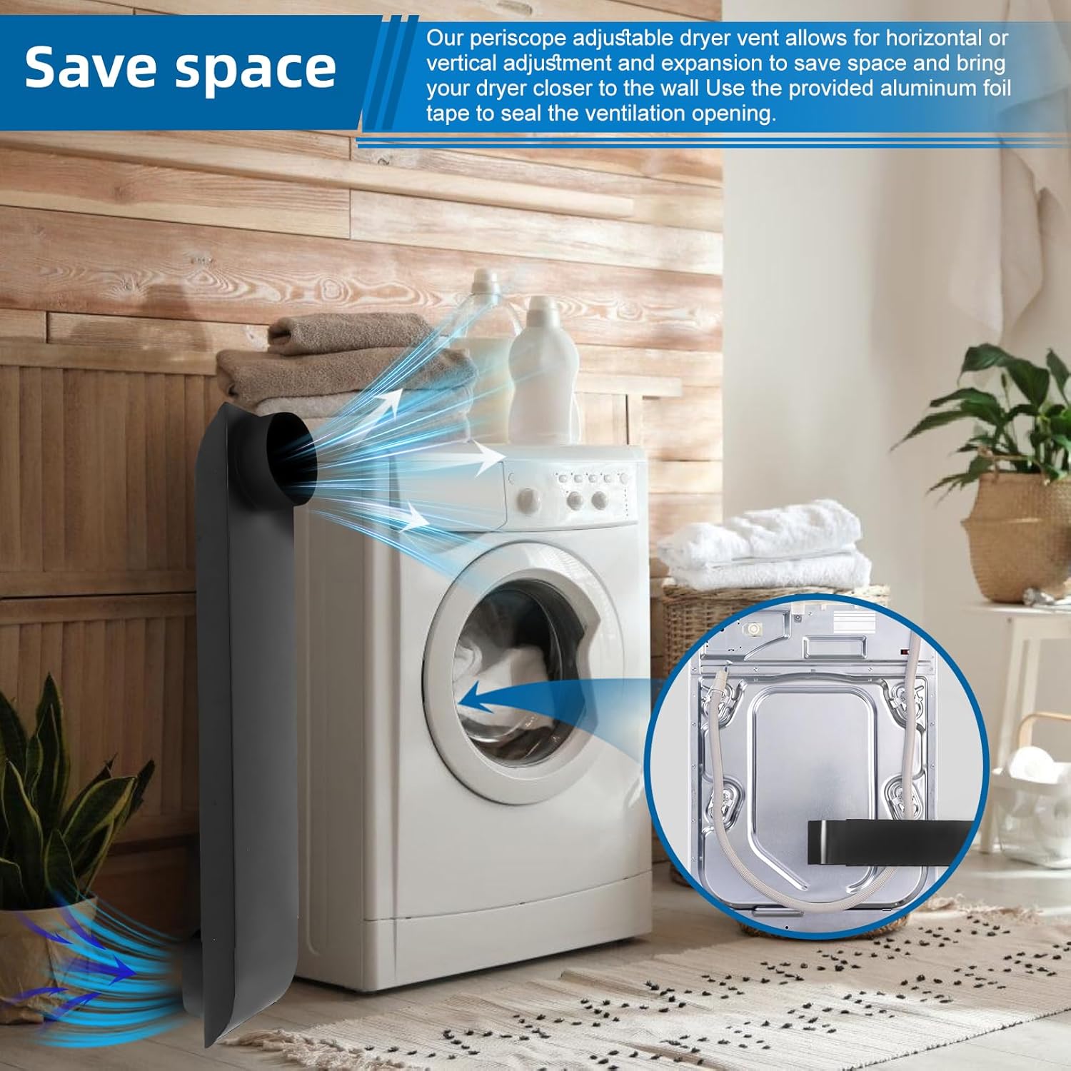 Periscope Dryer Vent Connector Kit, Upgraded 304 Stainless Steel Adjustable 21-38