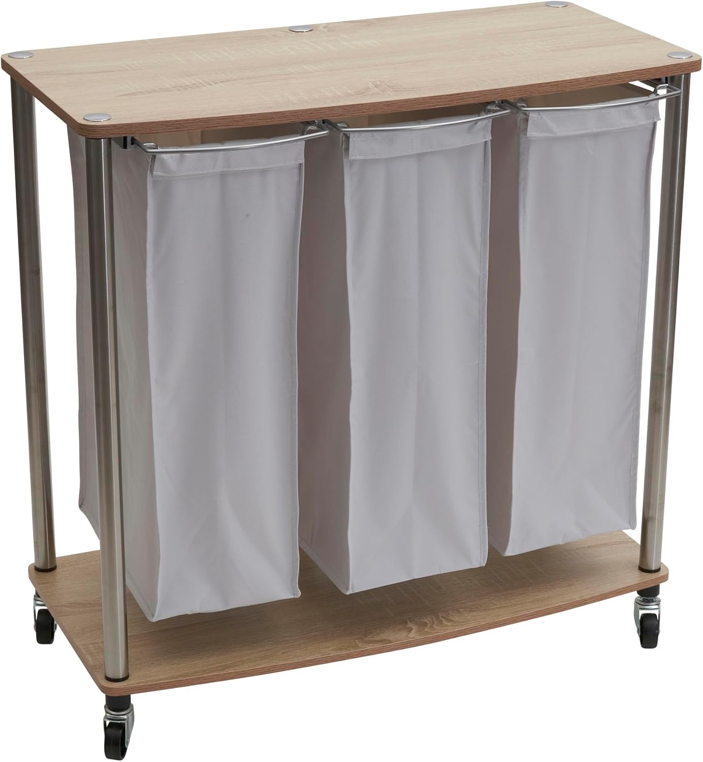 Household Essentials 3-Bag Laundry Sorter, Washable Linen Laundry Bags, 3-Load Capacity, Versatile, Light Ash