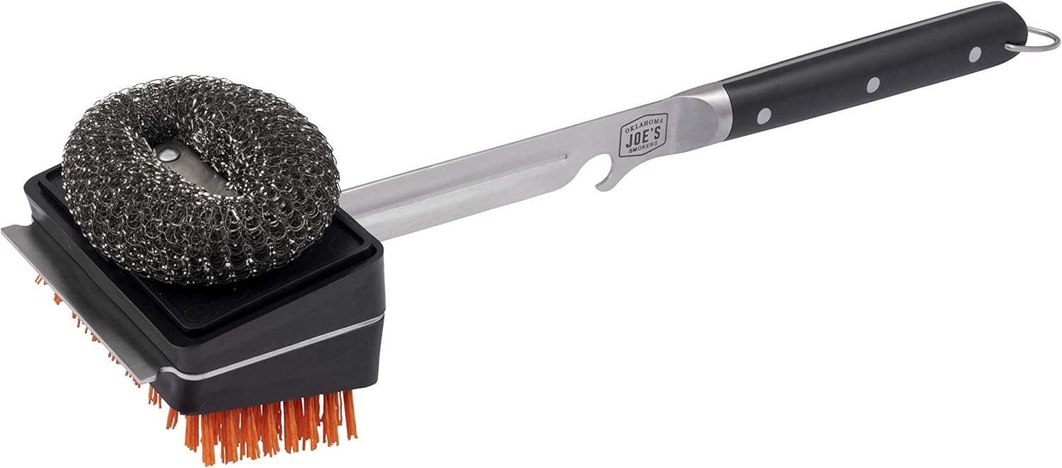 Oklahoma Joe's® Blacksmith Combo Grill Brush with Replaceable Nylon and Steel Wool Heads - 1517365R06 (Pack of 6)