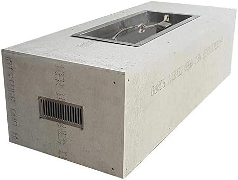 HPC Fire Rectangular Unfinished Gas Fire Pit Enclosure with Match Lit Insert (U60X24-SFIREMLFPKCEK-LP), 36x14 S-Fire Rectangular Pan, Propane, 60x24-Inch