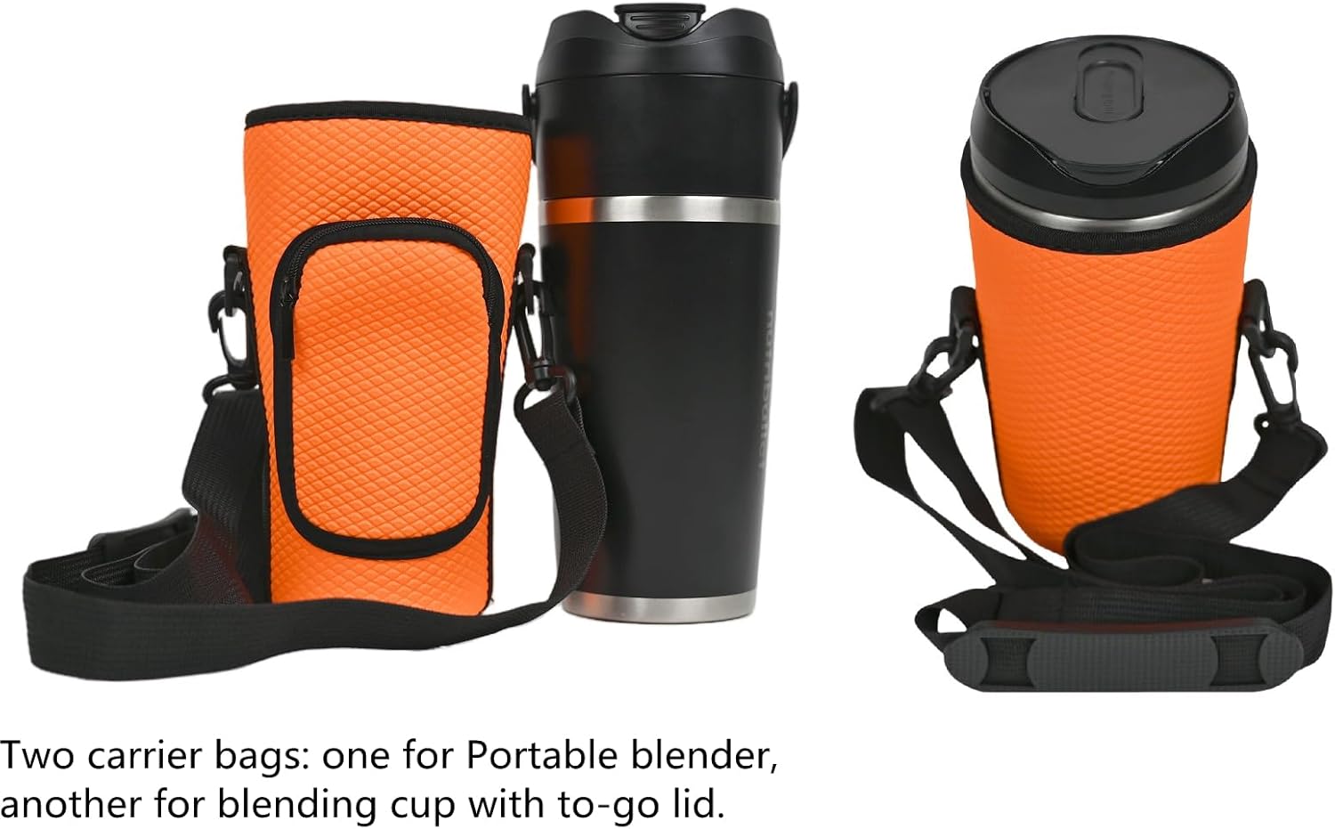 Pack of 2 Flip Portable Blender Bag Protective Case Cover Non-slip Sleeve Waterproof Pouch Compatible With nutribullet Flip Portable Blender NBPB50350AK/NBPB10350 (Orange)