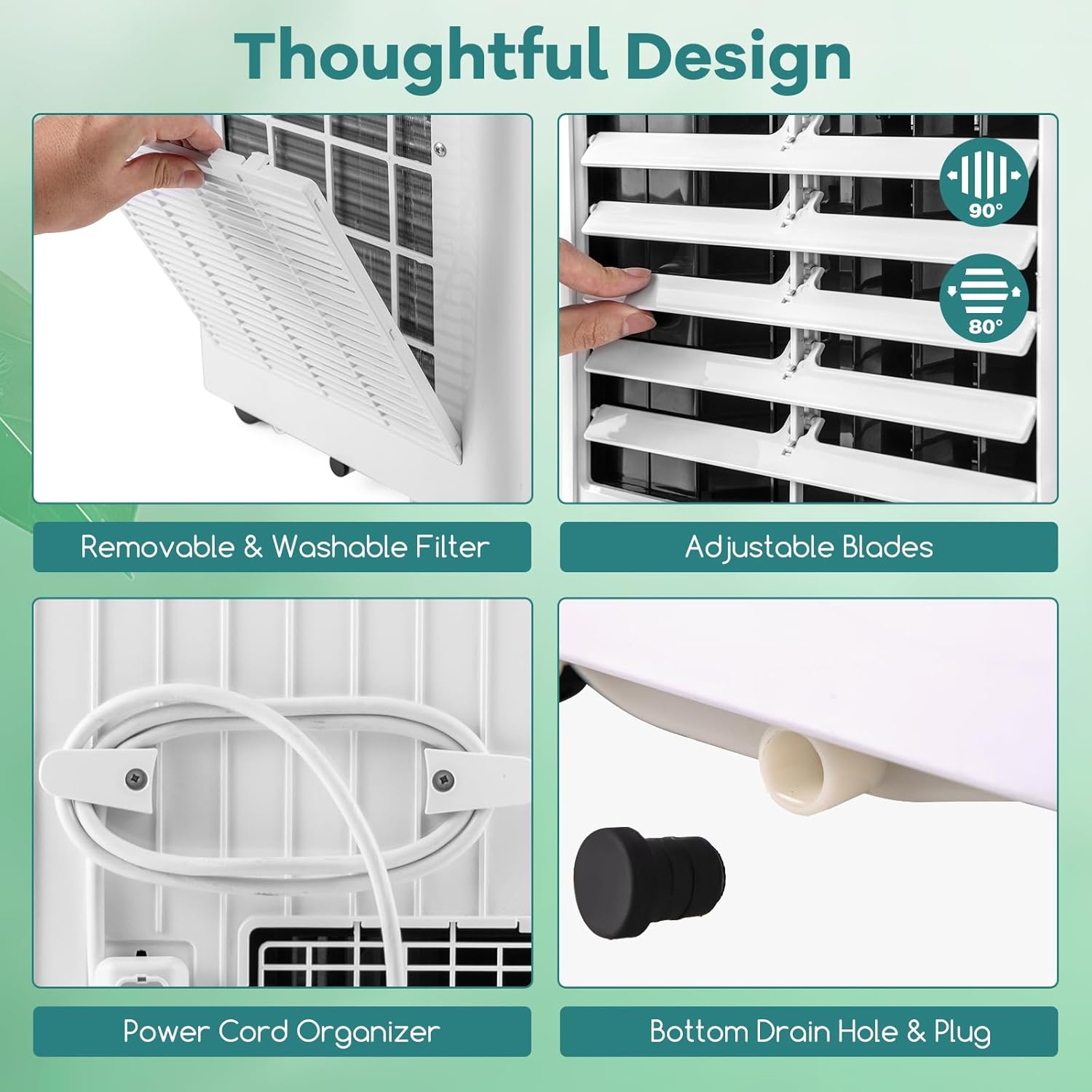 DORTALA Portable Air Conditioners, 8000 BTU Portable AC Unit with Cool, Fan & Dehumidifier, Quiet Air Conditioner with Remote, 24H Timer, Sleep Mode & Installation Kit for Rooms up to 250 Sq. Ft