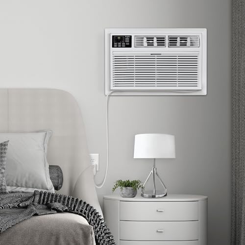 Whirlpool 10,000 BTU 230V Through-the-Wall Air Conditioner with Supplemental Heat, Dehumidifier and Remote, Wall AC Unit for Apartment, Living Room and Medium Rooms up to 450 Square Feet in White