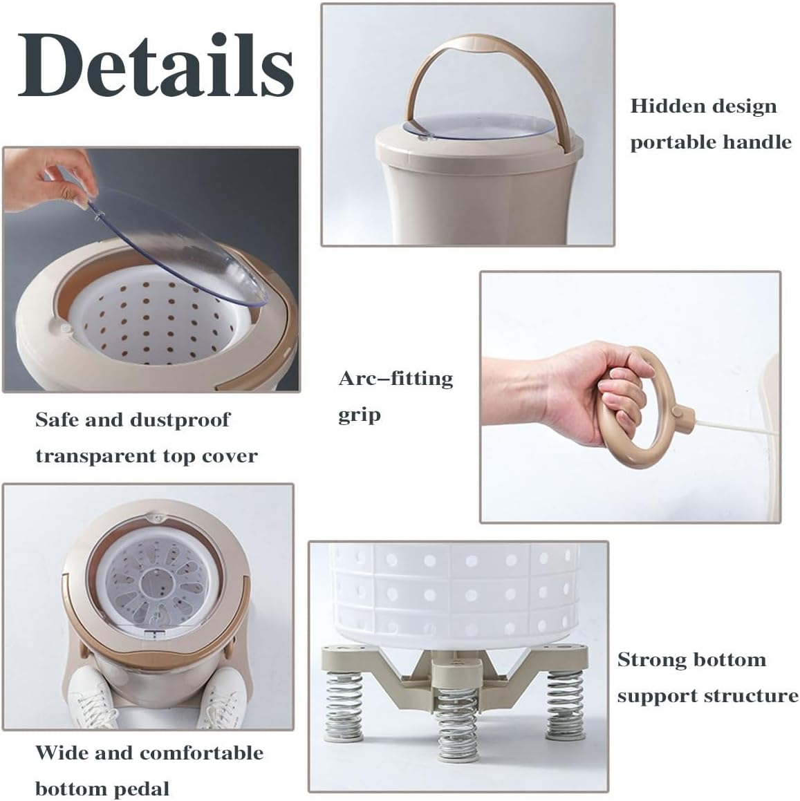 Manual Clothes Spin Dryer 17x15in 17x18.5in Spin Dryer Non-Electric Convenience And Efficiency For RV Apartments Dorms Camping Travel(White,Medium)