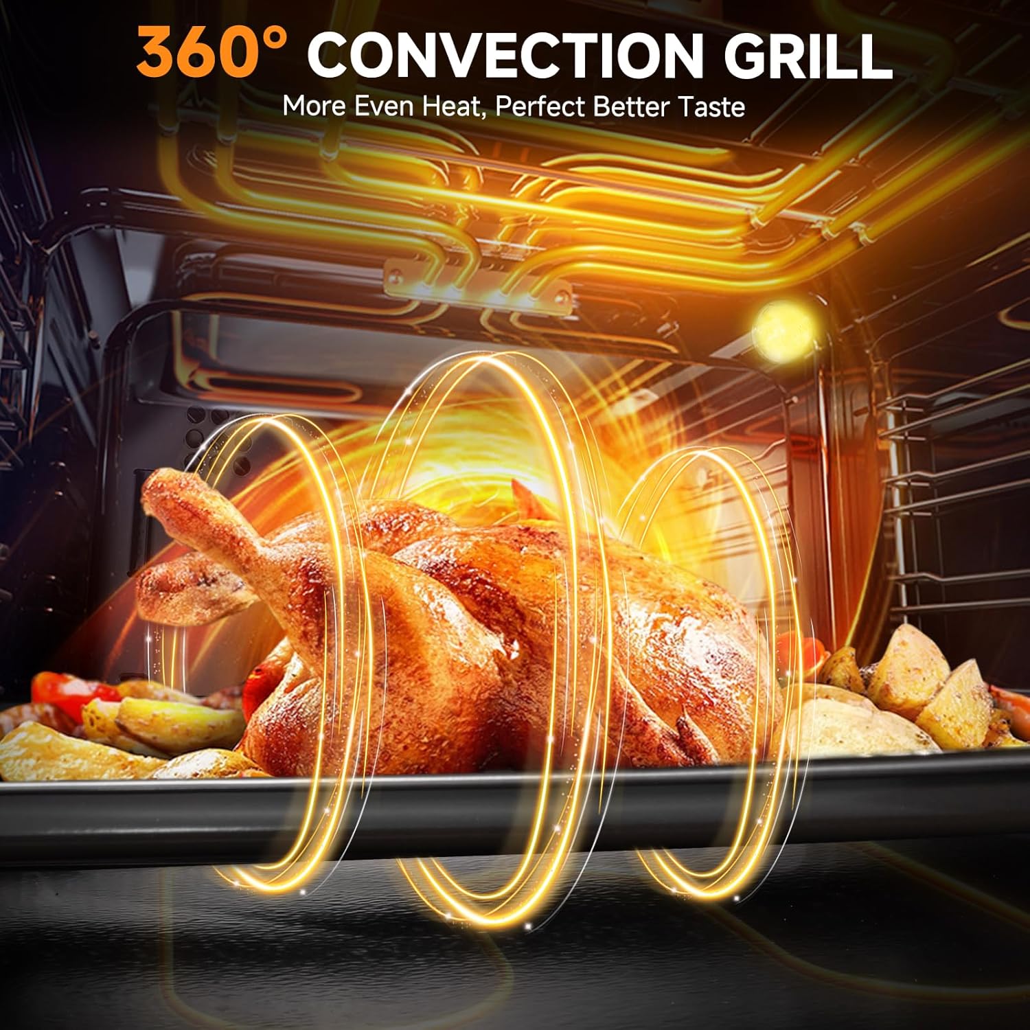 Wall Ovens 24 inch Electric, AMZCHEF 24 inch Wall Oven, 2200w Single Wall Oven with 6 Cooking Modes, 2.5 Cu.Ft. Electric Wall Oven, Convection Oven with Mechanical Knobs Control, Stainless Steel