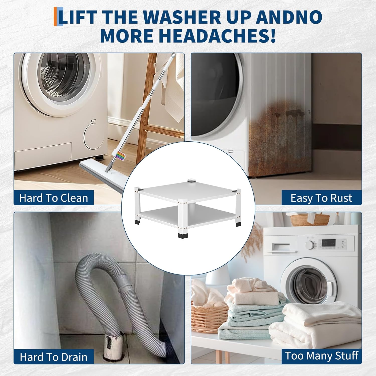 Laundry Pedestal,Heavy Duty Steel Washer And Dryer Stand,28 in Wide,14 in Height,Universal Washing Machine Raiser,Washing Machine Base Stand Dryer Base Platform,800 LBS Capacity (White-1PACK)