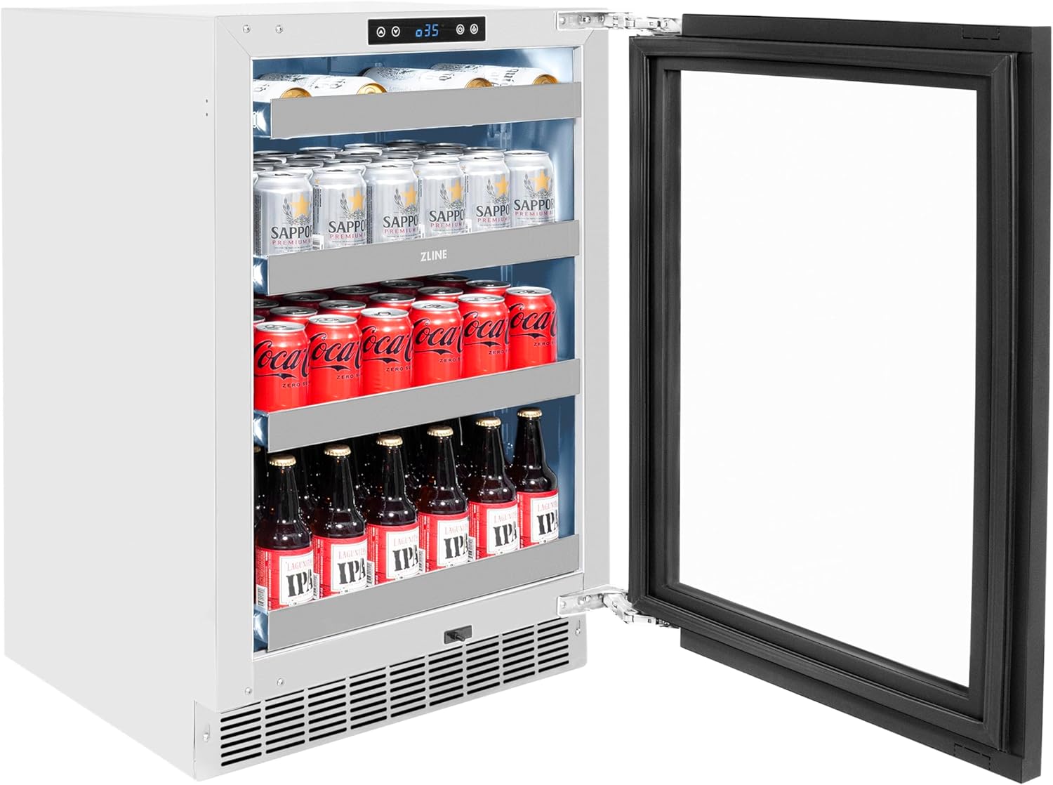 Z Line Kitchen and Bath ZLINE 24 in. Touchstone 151 Can Beverage Fridge With Panel Ready Glass Door (RBSPO-24)