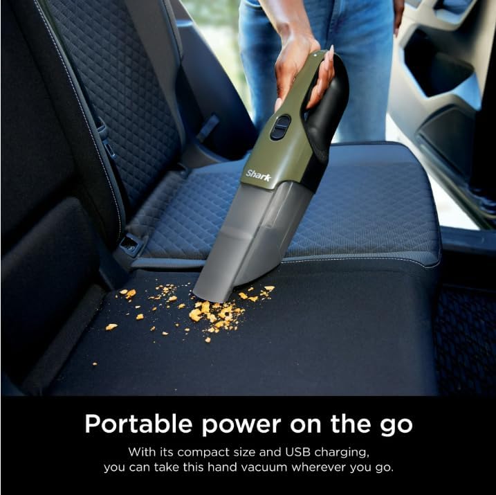 Shark Cordless Handheld Vacuum Cleaner – HyperVelocity Suction, Lightweight & Portable, XL Dustbin, Washable Filter, Pet Hair Tool & Crevice Tool – Green