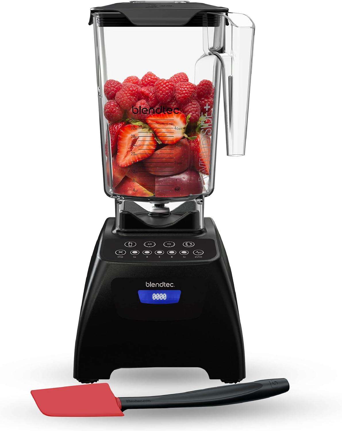 Blendtec Classic 575 Blender - WildSide+ Jar and Spoonula Spatula BUNDLE - Professional-Grade Power - Self-Cleaning - 4 Pre-programmed Cycles - 5-Speeds - Black