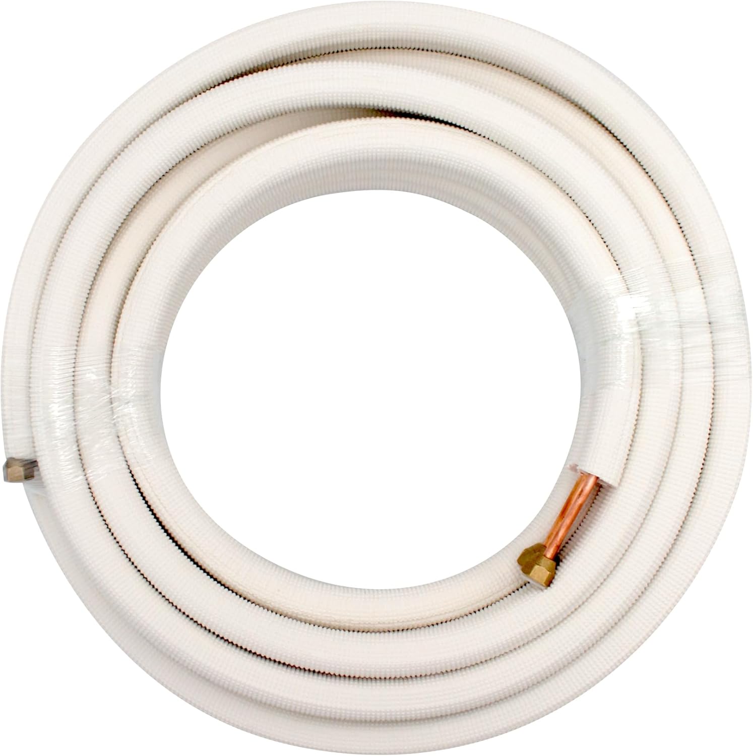 16FT Mini Split Line Set 1/4*1/2 OD HVAC Copper Tube Pipe Extension,3/8 Thickened PE Insulation Coil Air Conditioner Twin Copper Line Heating Equipment Hose with Flared Nuts (16FT (1/4+1/2) with wire)