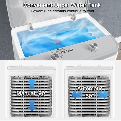3 In 1 Evaporative Air Cooler & Humidifier & Fan, 3 Wind Speeds, 35L Water Tank, Portable Air Conditioner Fan with 4 Ice Boxes for Home Office Dorm