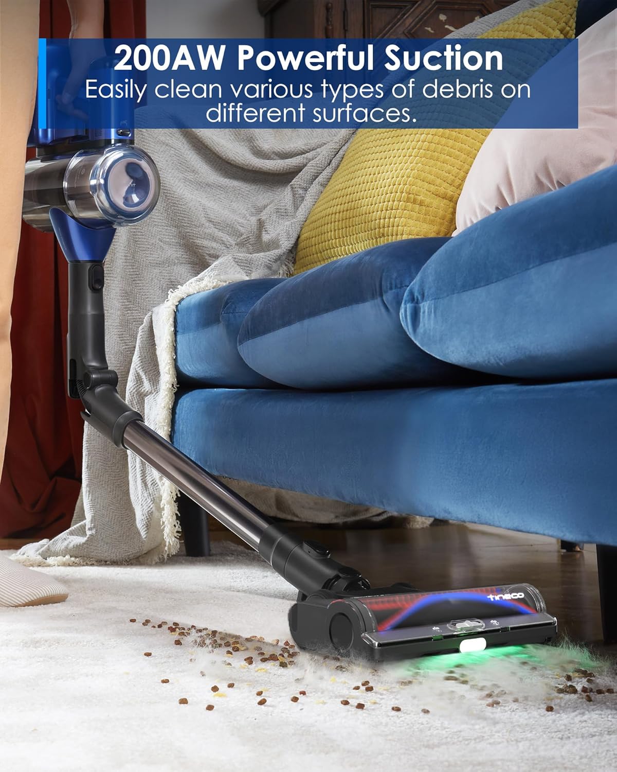 Tineco iFLOOR 3 Breeze Complete Wet Dry Vacuum Mop Pure One S50 Pro Cordless Stick Vacuum Cleaner with 180° Foldable Tube, Long Run Time Stick Vacuum