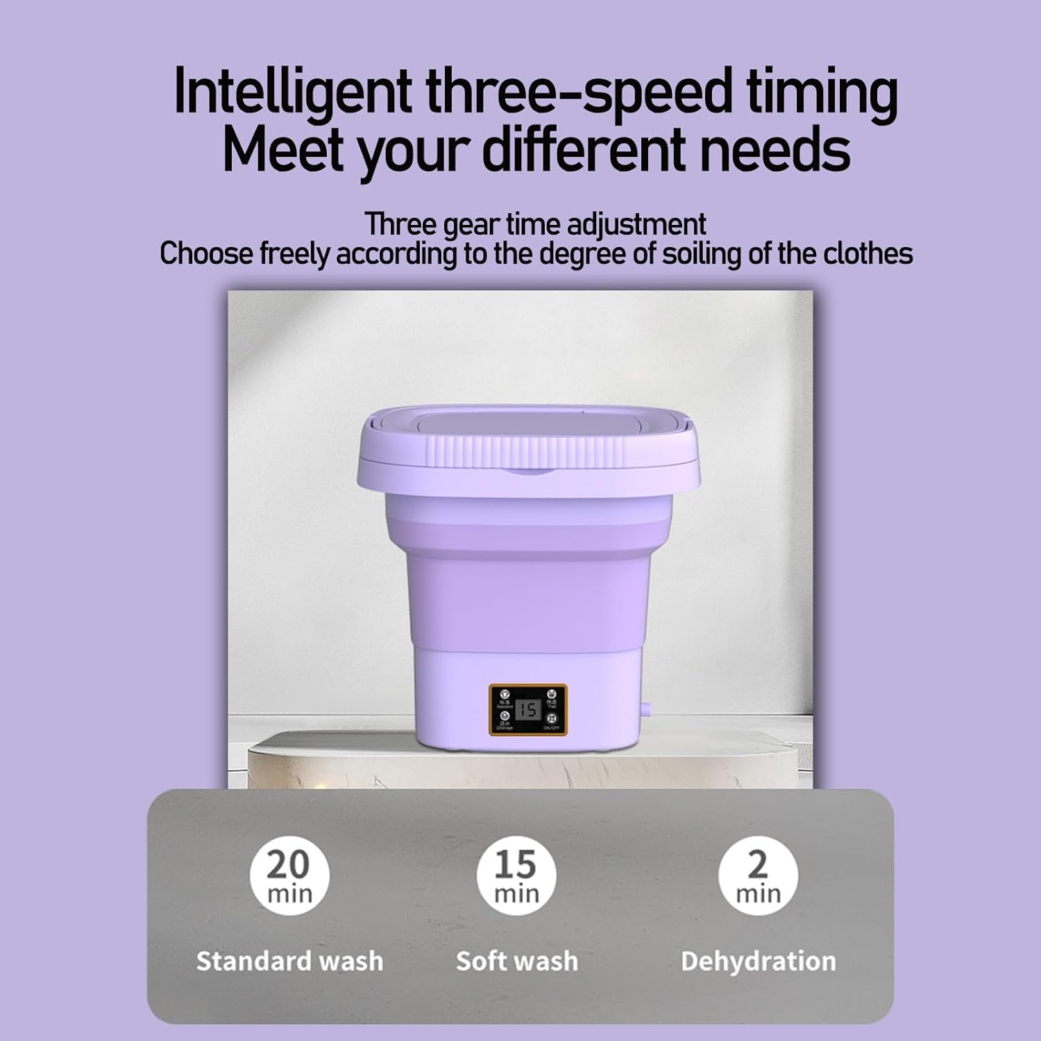 DELURA Portable Washing Machine, Mini Washing Machine Foldable Laundry Tub, Portable Small Washing Machine, Suitable for Socks Underwear or Small Items, Travel Business or College Guest Room