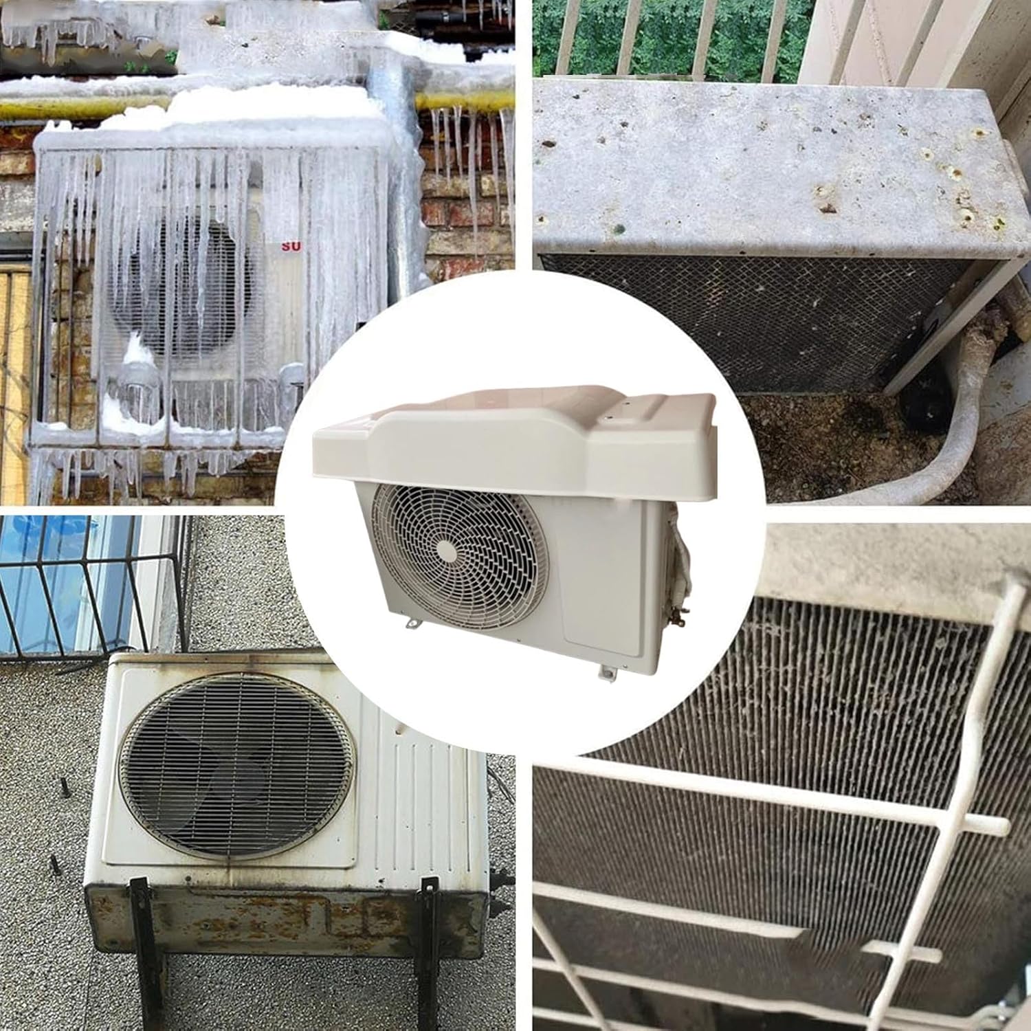Air Conditioner Unit Cover with Fixed Rope, Outdoor Window AC Units Protection Cover, Air Conditioner Umbrella Waterproof Defender(43.3 * 17.7inch)