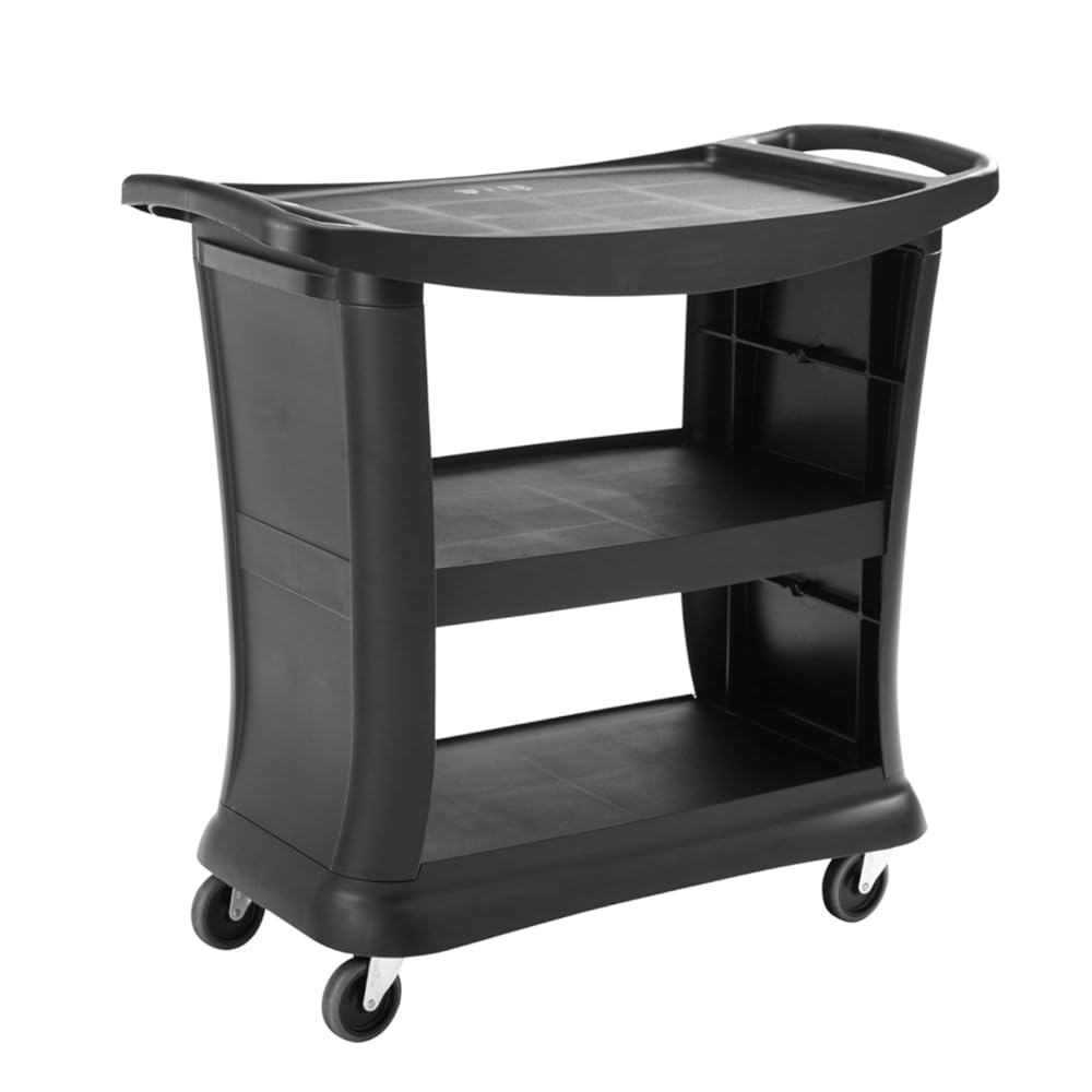 Rubbermaid Commercial Products Executive Series Utility/Service Cart 300 lb. Capacity Black for Foodservice/Restaurant/Cleaning
