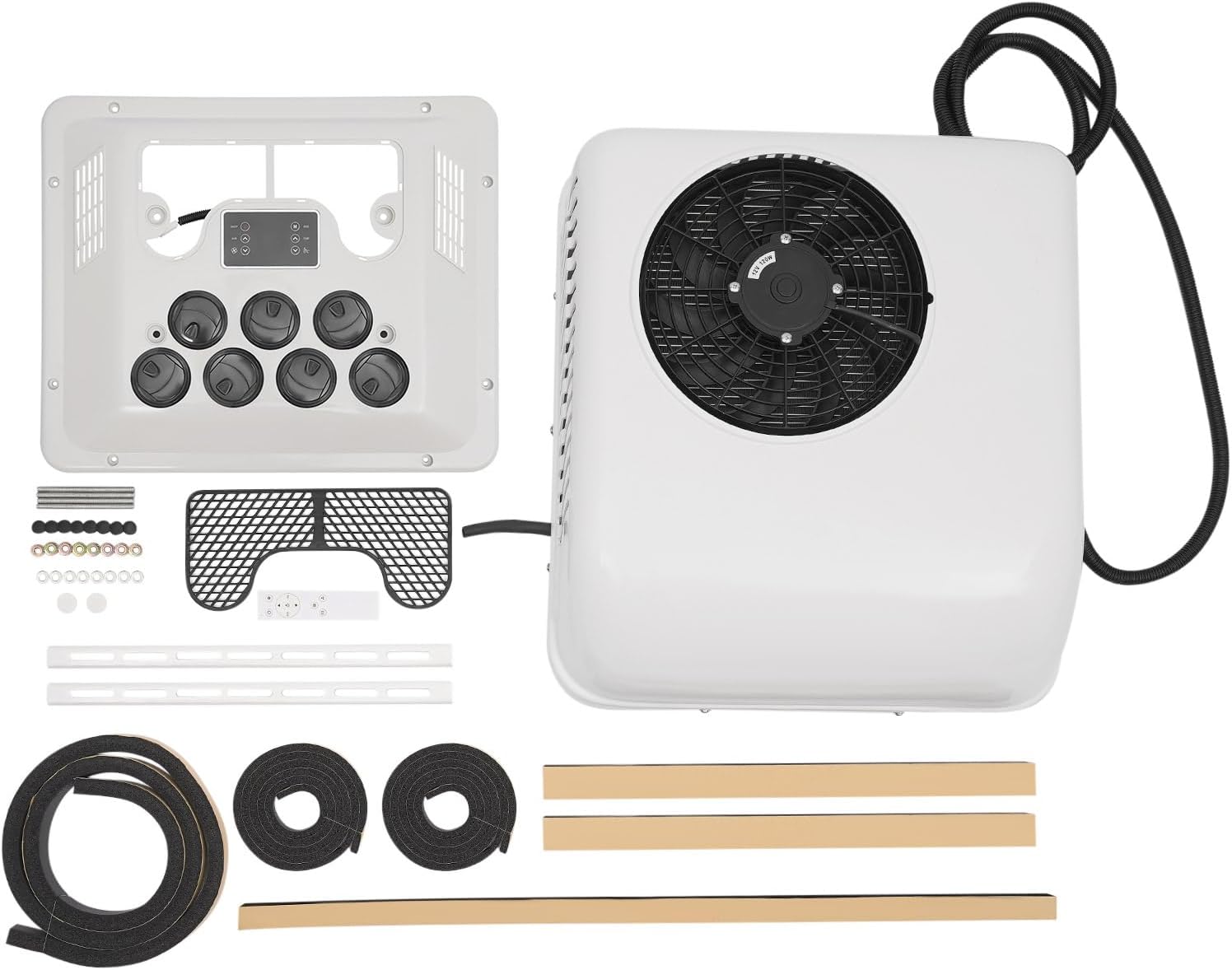 12V RV Air Conditioner Electric Rooftop AC Unit Cooling and Heating 2 in 1 Function Truck A/C Air Conditioning For Trucks, RVs, Ambulances, Buses, Excavators, Engineering Vehicles