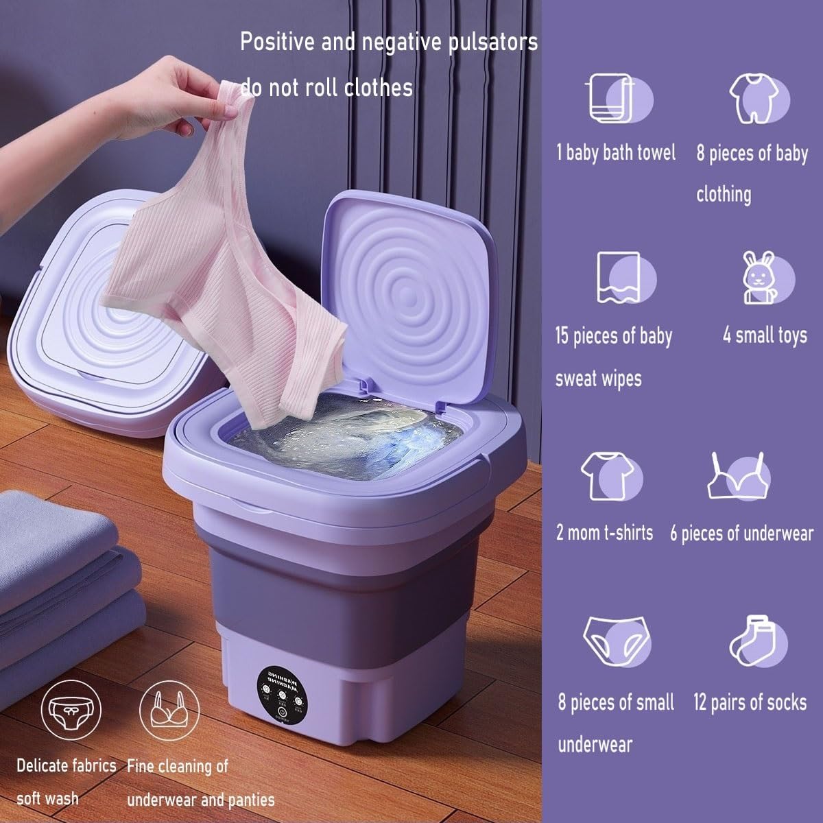 Generic 2 In 1 Portable Washing Machine 12x12x11.4in Foldable Upgraded Large Capacity Washer Suitable For Apartments, Dorm, Camping, RV, Travel Laundry(Green), FBKPPNPPB-8A29A0570437CB01FFE348E0701