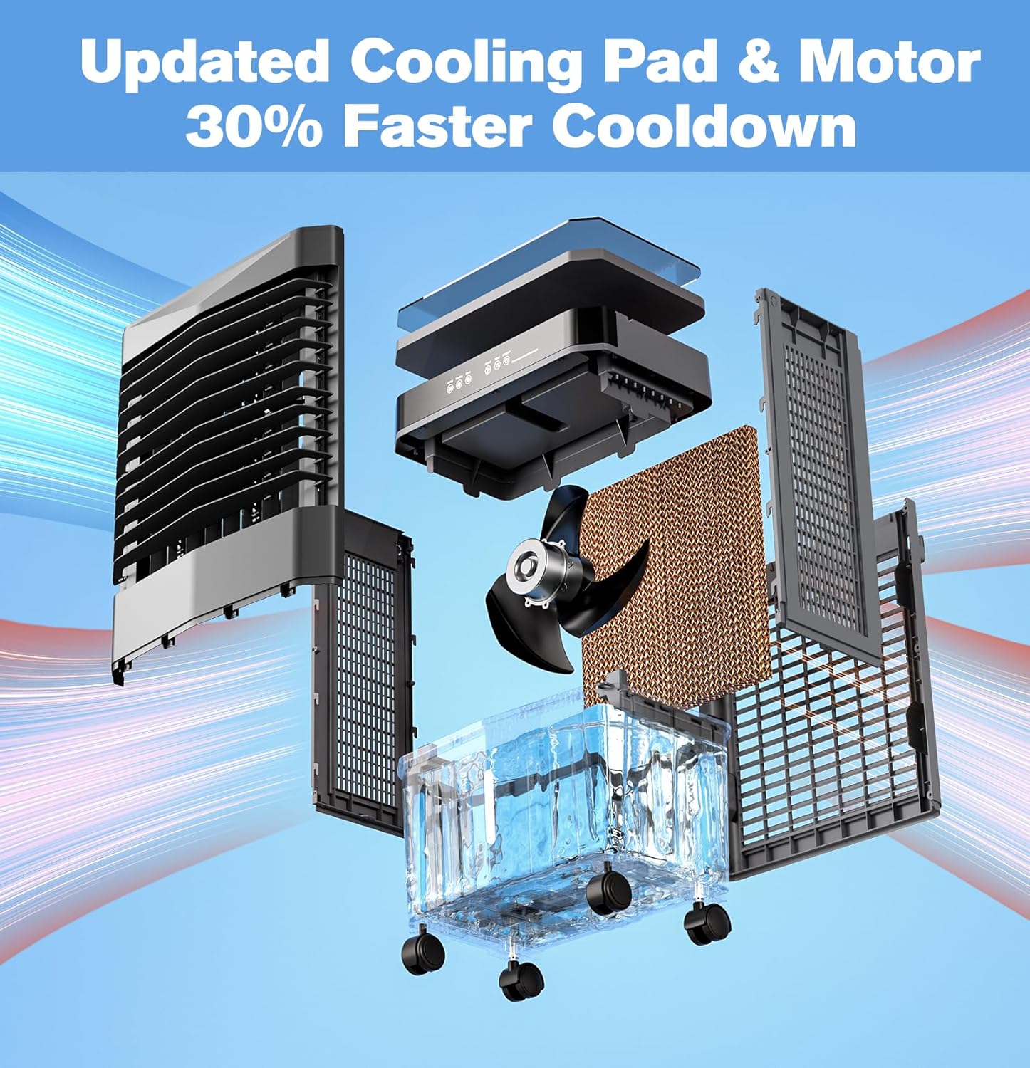 Auertech 5.5 Gal Swamp Cooler, 1800 CFM Portable Evaporative Air Cooler with 3 Speeds, Remote, 12H Timer, 120°Oscillation, Portable Air Coolers for Room, Garage, Bedroom