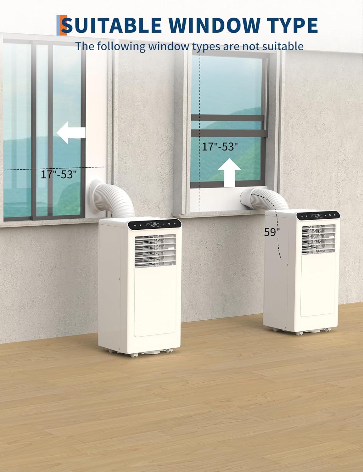 Portable Air Conditioners 8000 BTU, Quiet 3 in-1 Portable AC Unit with Remote Control, Dehumidifier and Timer, Energy Efficient Air Conditioner for Home and Office Spaces, White & Black