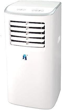 JHS 7,000 BTU Portable Air Conditioner with Dehumidifier and Fan for Bedroom, Living Room, or Basement, 115V, AC for Rooms up to 250 Sq.Ft with Remote Control, LED Display, 24H Timer, Wheels, White