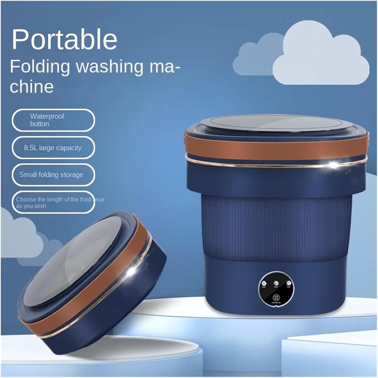 New Foldable Washing Machine 9L Big Capacity Portable Mini Socks Underwear Panties Washing Machine With Spinning Dry,for Travel,Camping, RV & Dorms