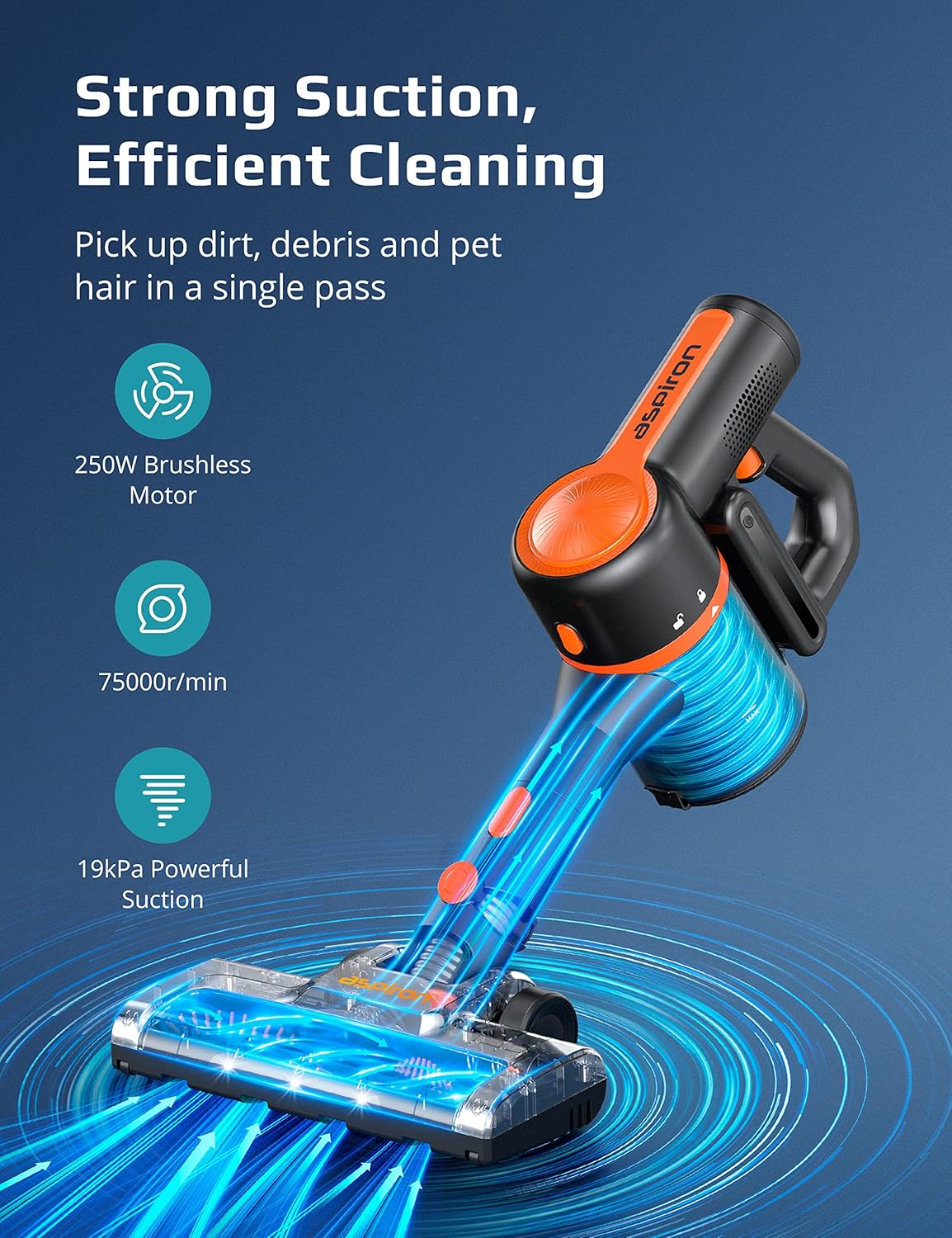 Aspiron AS-CA007 Stick Vacuums & Electric Brooms, Orange