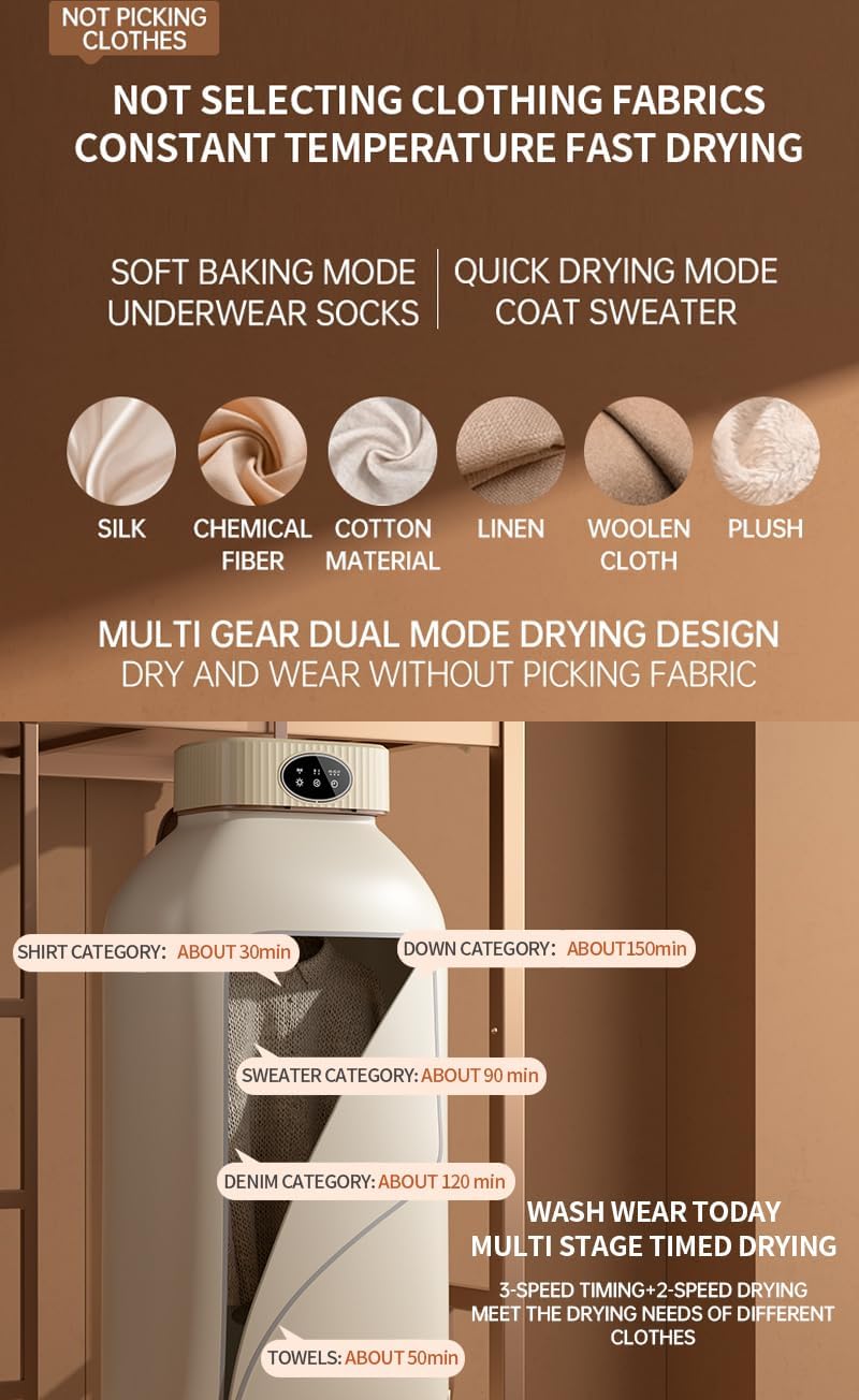 Portable Clothes Dryer, Portable dryers for laundry, Mini dryer for clothes, Electric Clothes Dryer Machine for Apartment, RV, Travel(600W-US plug)