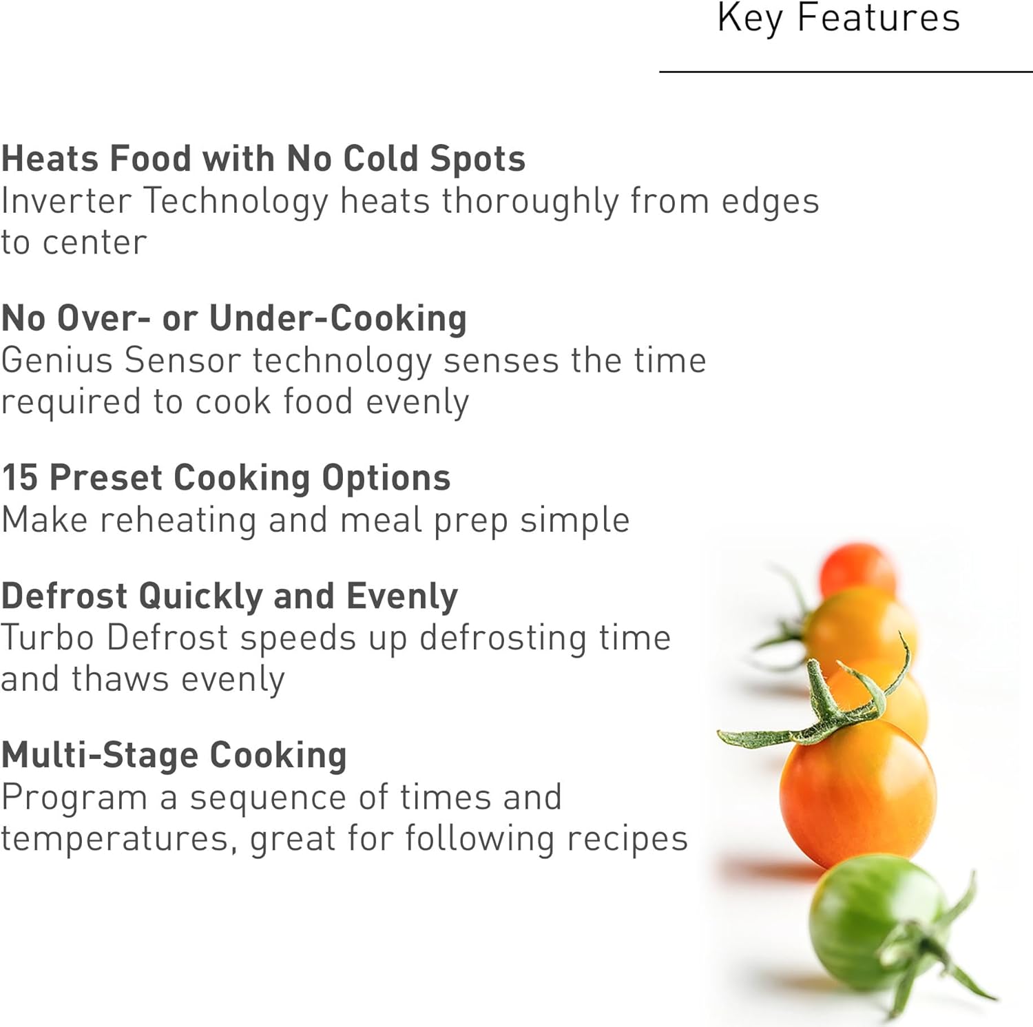 Panasonic Countertop Microwave Ovens, 0.9 Cu. Ft. 1000W, 15 Auto Cooking Presets, Inverter Technology for Even Cooking, with Genius Sensor Technology and Turbo Defrost- NN-SD47QSDAYH