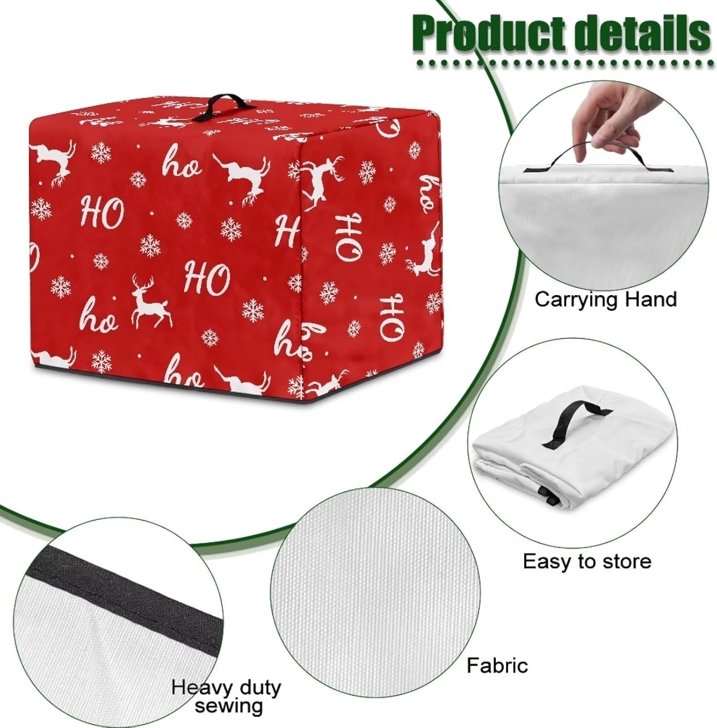 Christmas Elk Blender Cover with Floral Prints – Juicer Dust Cover for Kitchen, Fits Most Small Appliances, Easy to Store & Wash, Stylish Home Decor