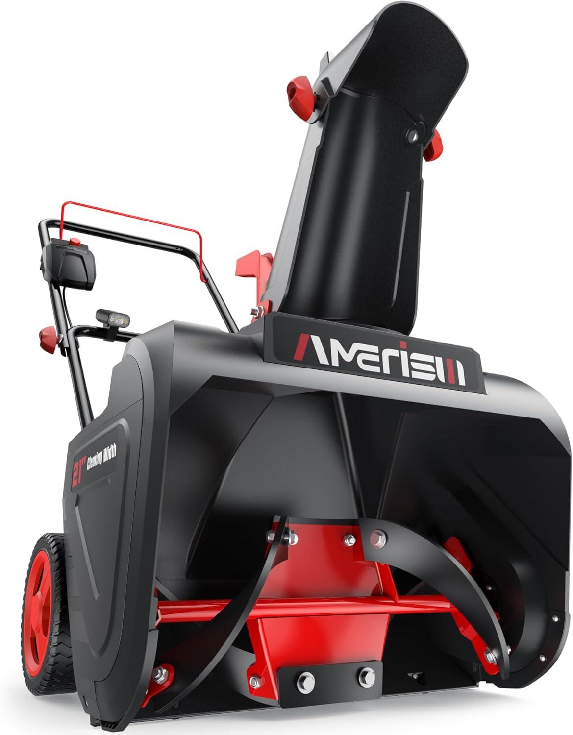 21-Inch 15-Amp Electric Snow Blower, Corded Snow Thrower with LED Light, 180° Rotating Chute, 30-Ft Throw, 8-in Wheels for Driveways & Sidewalks