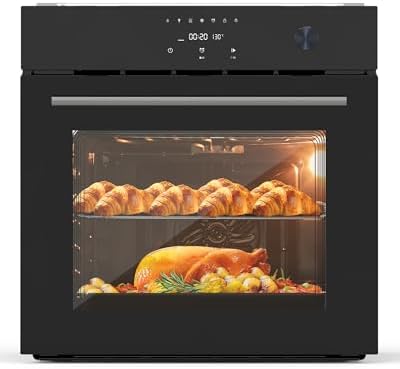 24 in Built-in Electric Ovens, Single Wall Oven with 8 Cooking Modes, 108 Smart Menus, 2.5 Cu.ft Convection Built-in Oven, Stainless Steel, Touch Control, Timer, Safety Lock, 3000W, 240V, Black