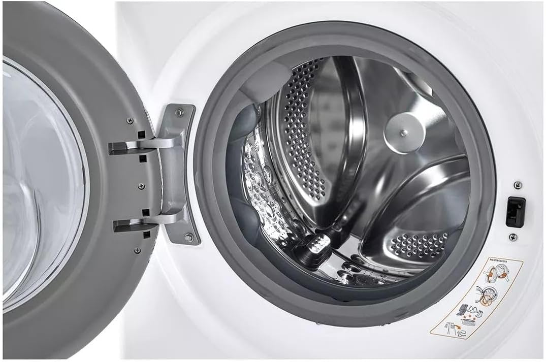 24 in. W 2.4 Cu. Ft. Compact Stackable Smart Front Load Washer in White with Steam and AI Fabric Sensor/Smart Pairing